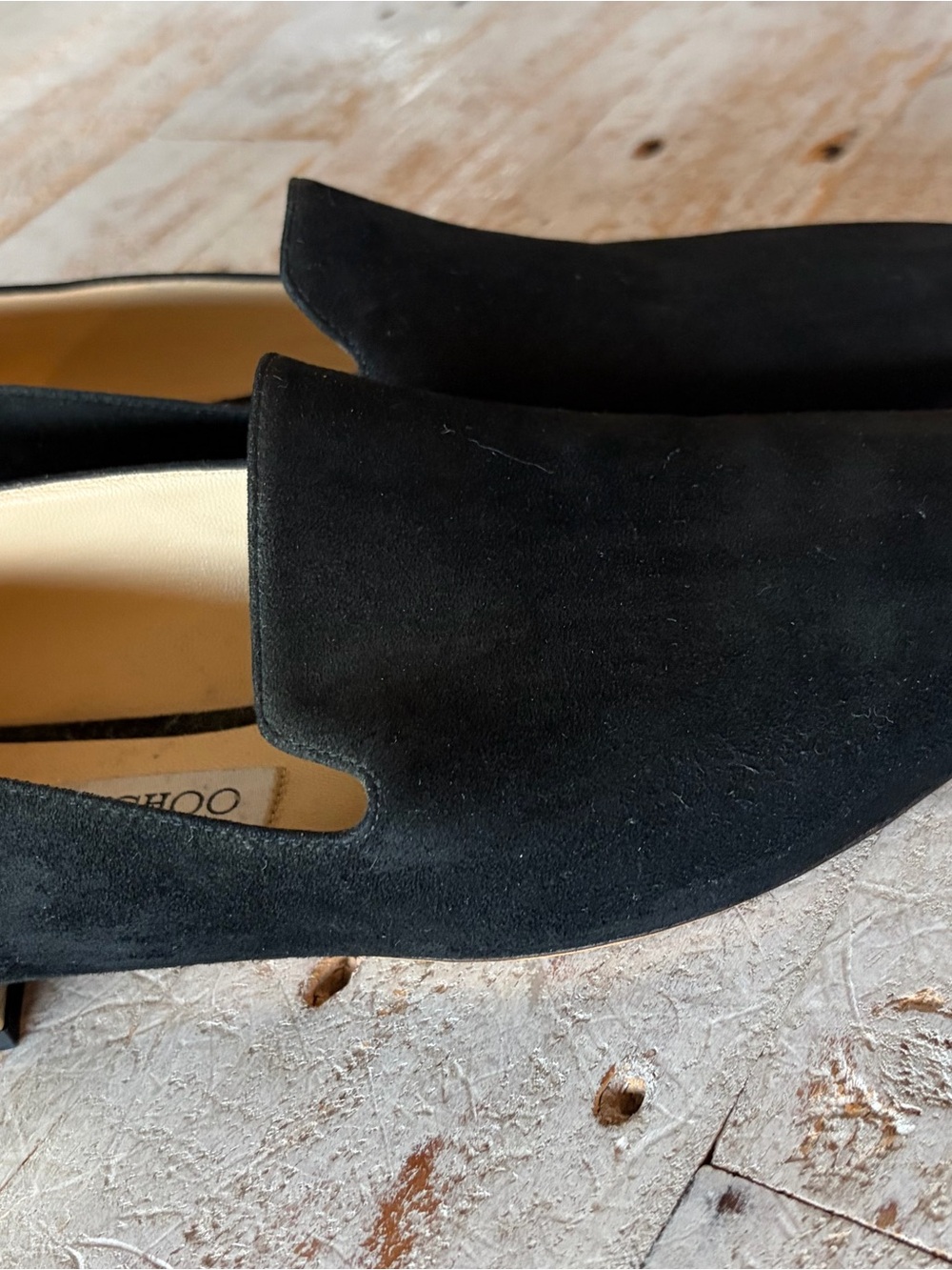 Jimmy Choo Black Suede Slip-On Loafers